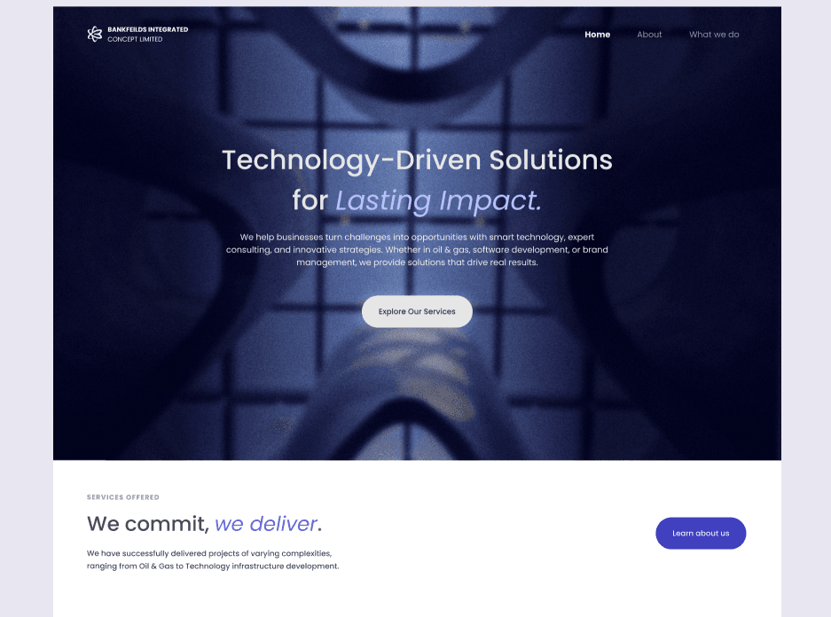 Bankfields Landing Page